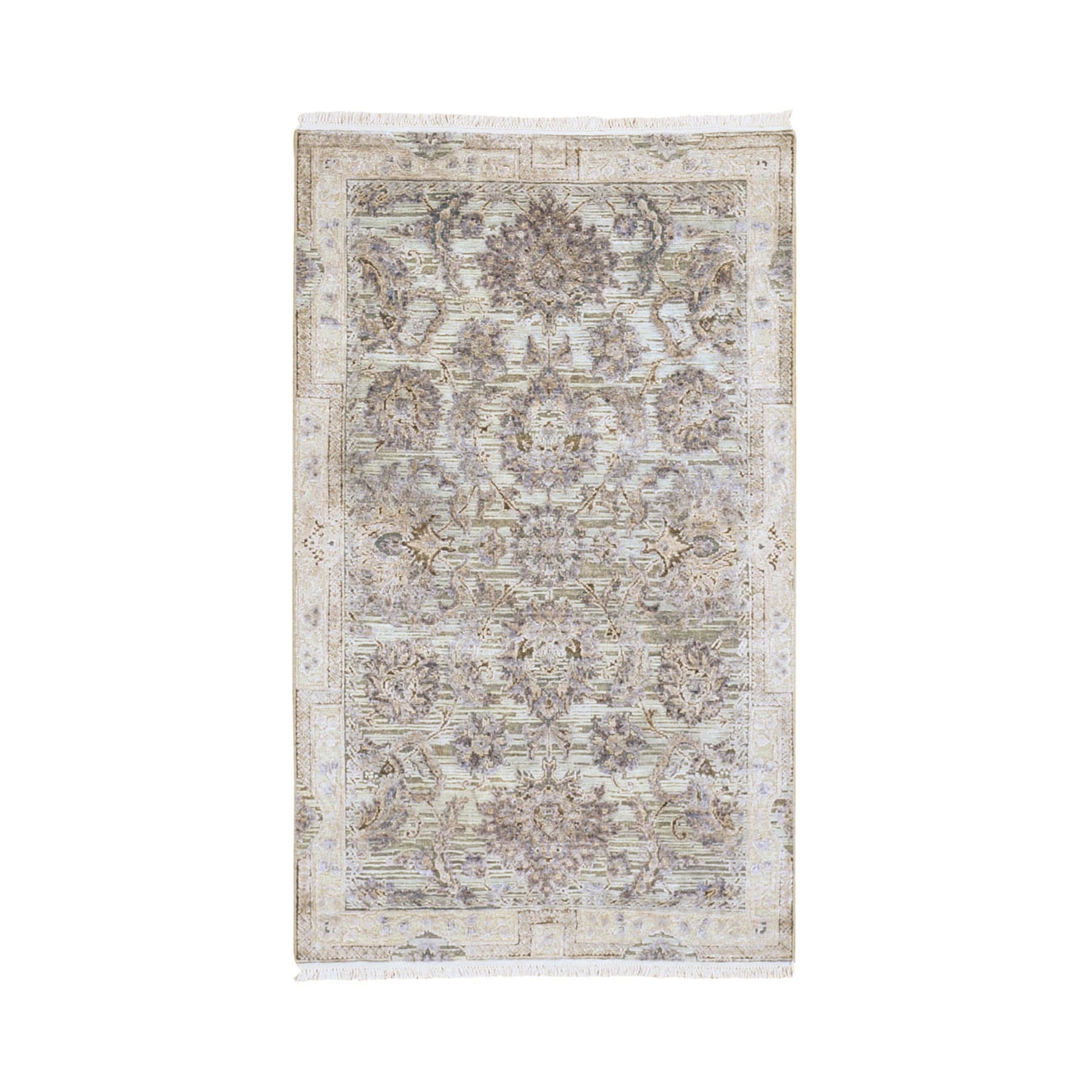 Transitional Silk Hand-Knotted Area Rug 3'1